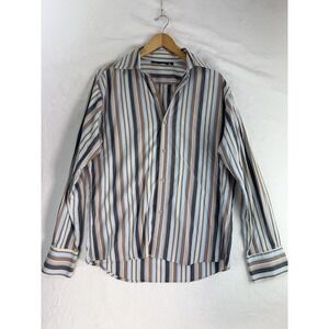 Positano Shirt Mens Large‎ Multicolor Stripe Long Sleeve Button Front Casual